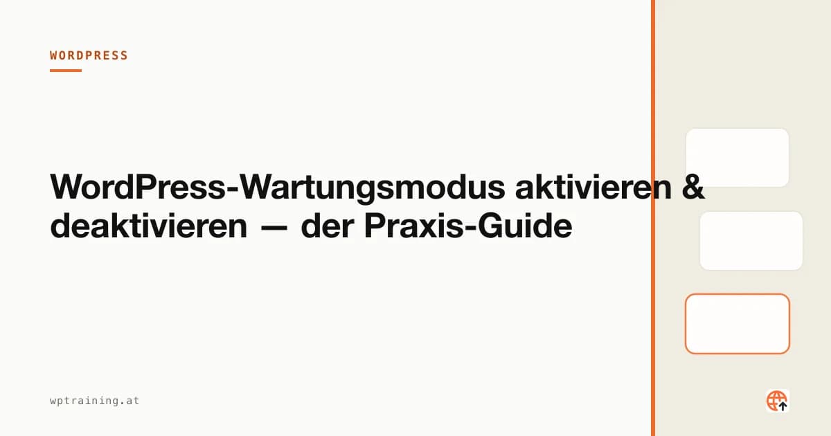 WordPress-Wartungsseite mit Werkzeug-Symbol auf einem Laptop
