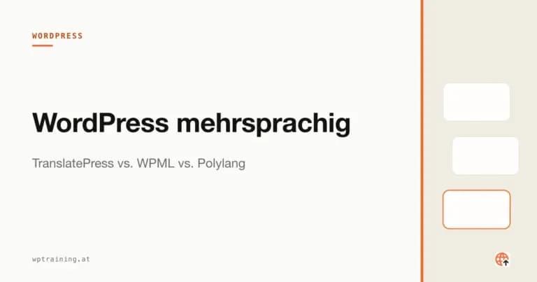 Drei Sprach-Flaggen über einer WordPress-Seite