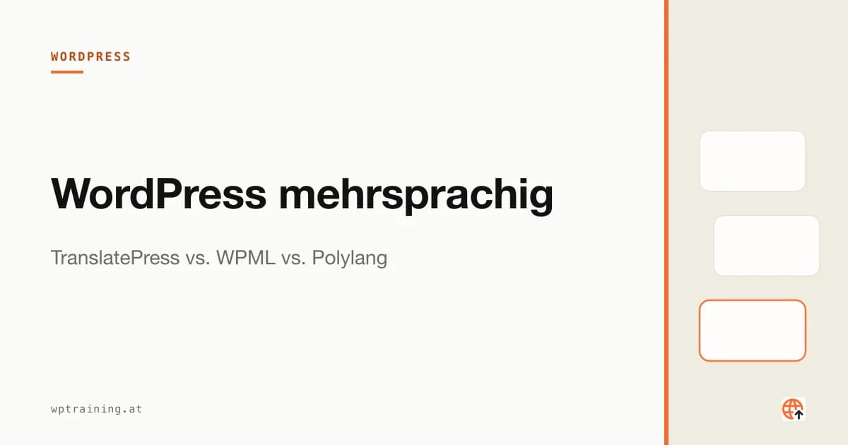 Drei Sprach-Flaggen über einer WordPress-Seite