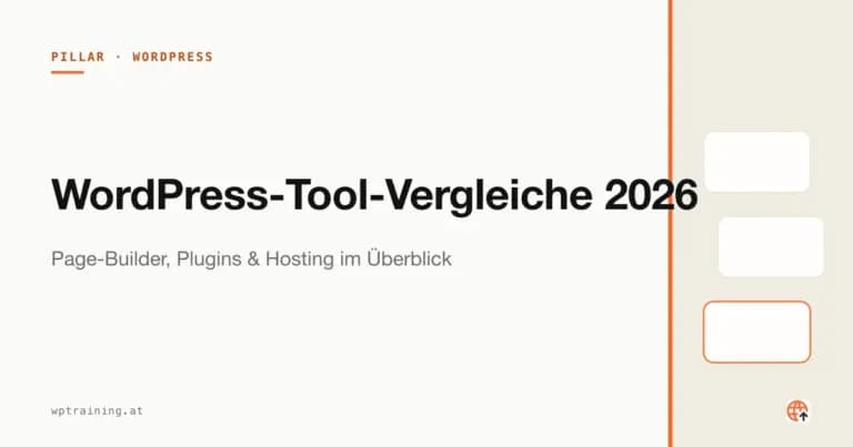 Werkzeugkasten mit WordPress-Logos symbolisch für Tool-Vergleiche