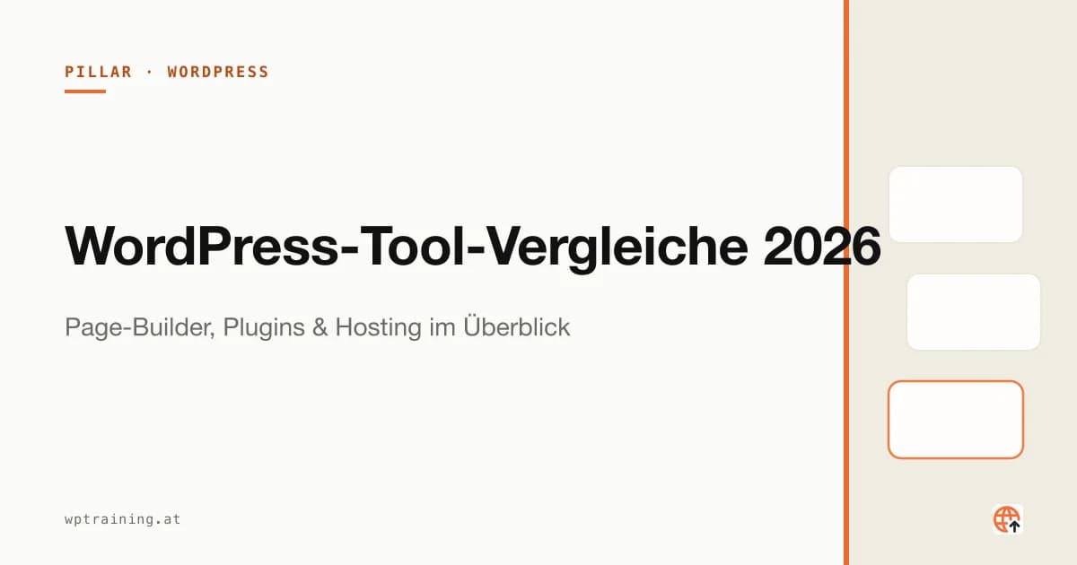 Werkzeugkasten mit WordPress-Logos symbolisch für Tool-Vergleiche