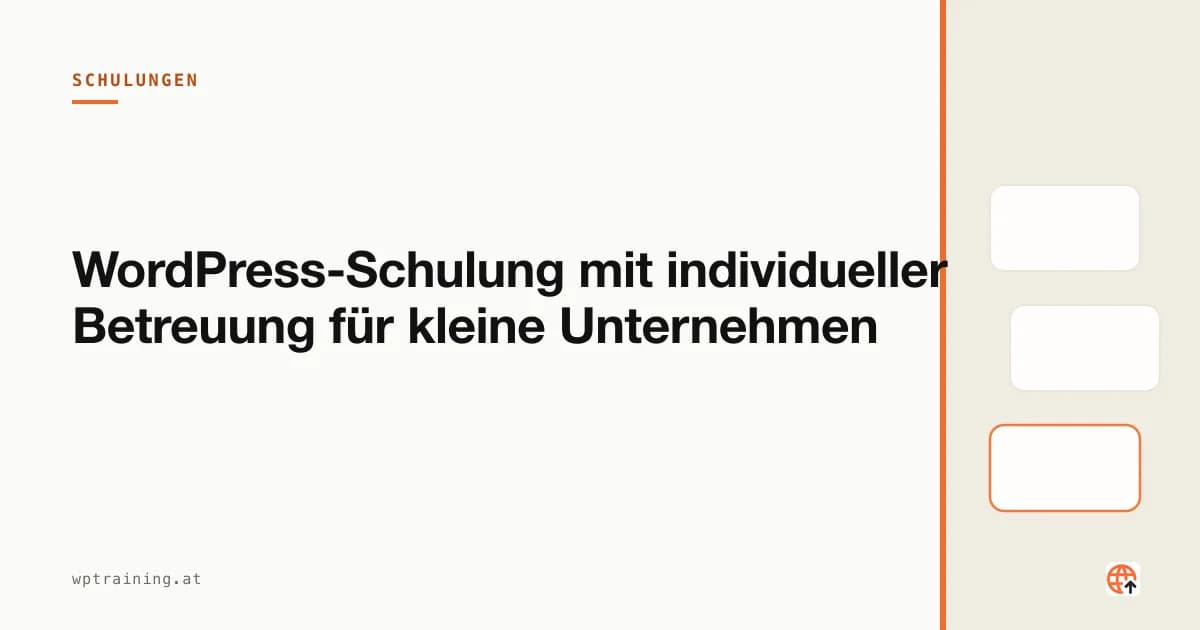 WordPress-Schulung mit individueller Betreuung für kleine Unternehmen